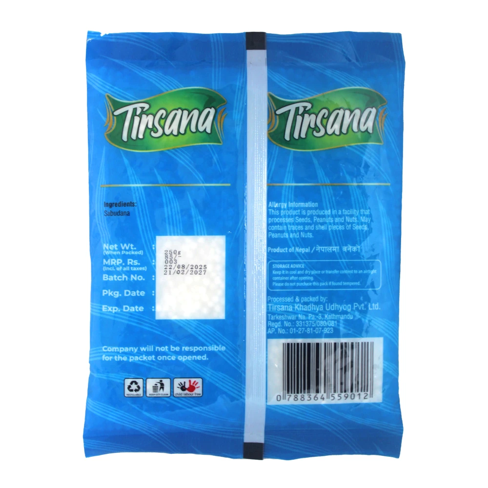 Product photo of Tirsana Sabudana - 250gm x 50pcs ( 3 cartoon )